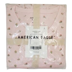 AMERICAN EAGLE Women's Printed Plush Baby Tee PJ Set NWT
